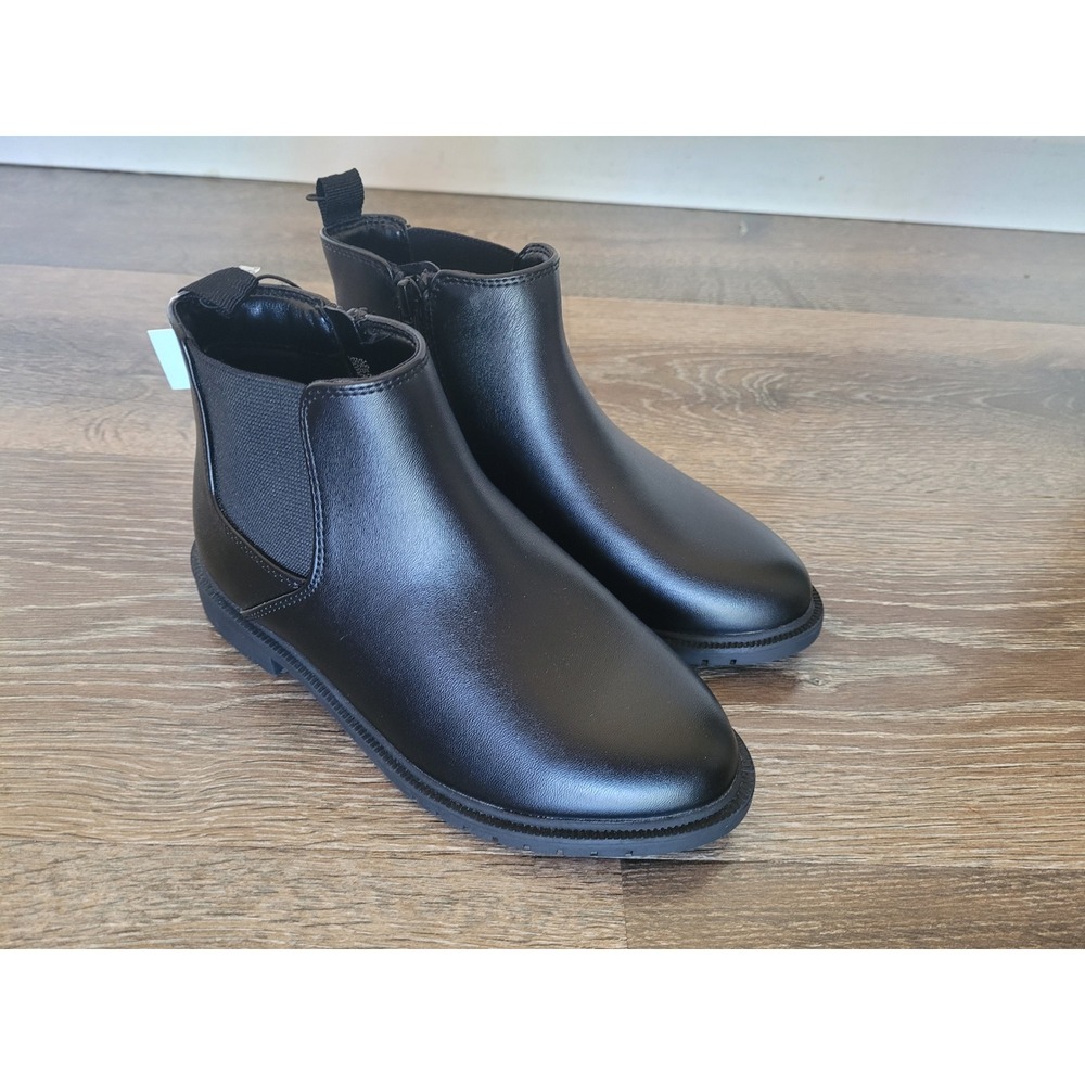 Cat & Jack Kids Black Faux Leather Chelsea Ankle Boots Side‎ Zipper 13 NEW #5
